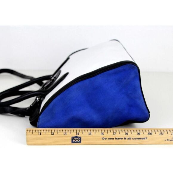 Vince Camuto WHITE BLACK BLUE GENUINE LEATHER SHOULDER BAG SATCHEL HANDBAG PURSE - Picture 16 of 16